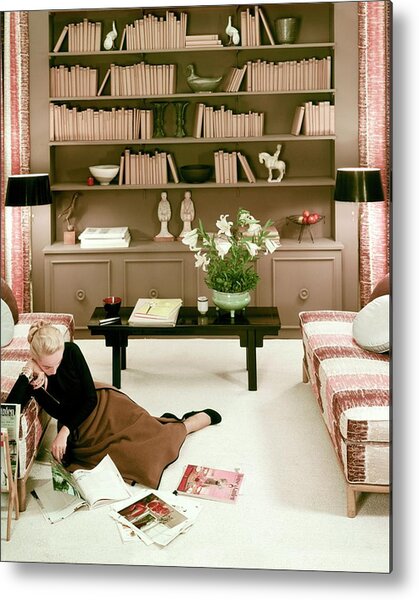 Cozy Reading Corner with Books Metal Print