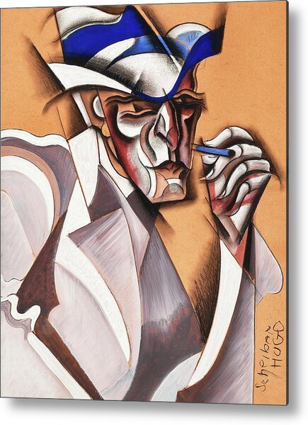 Portrait of a Man with Cigar and Hat Metal Print