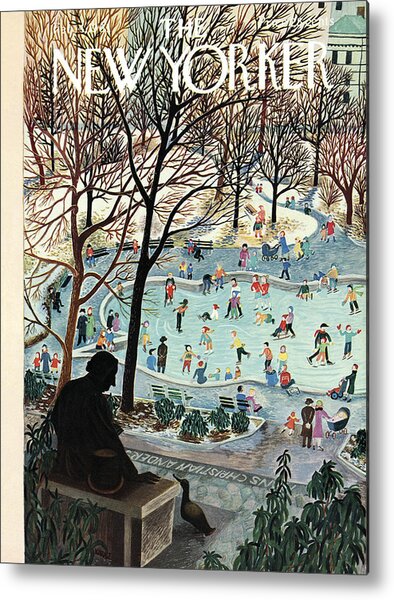 Winter Skating in Central Park Metal Print