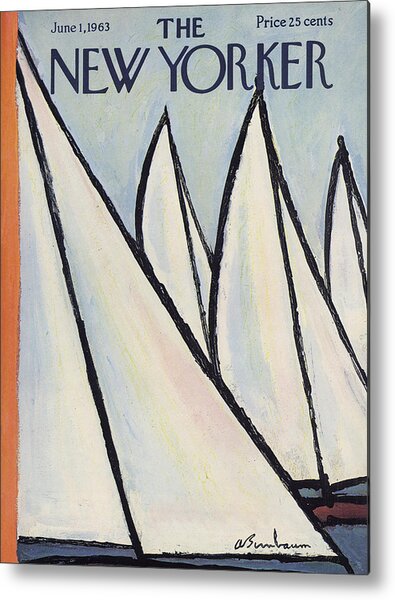 Sailboat Sails in a Row Metal Print