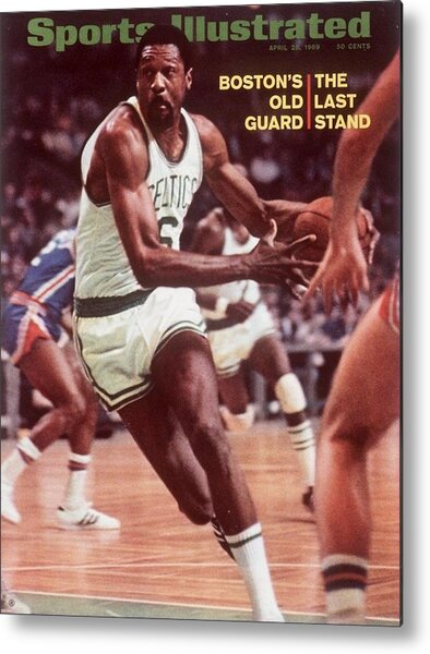 Bill Russell on the Court Metal Print