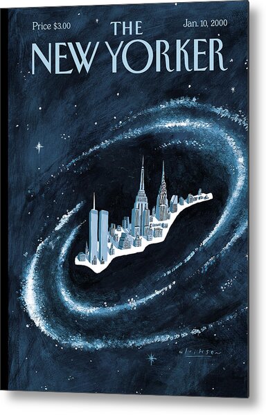 New York City Skyline in Space Metal Print