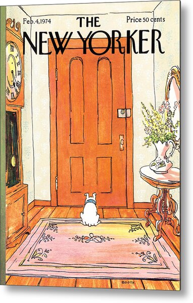 Dog Waiting by Front Door Metal Print