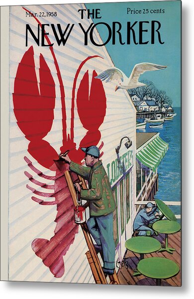 Lobster Mural on Building Metal Print
