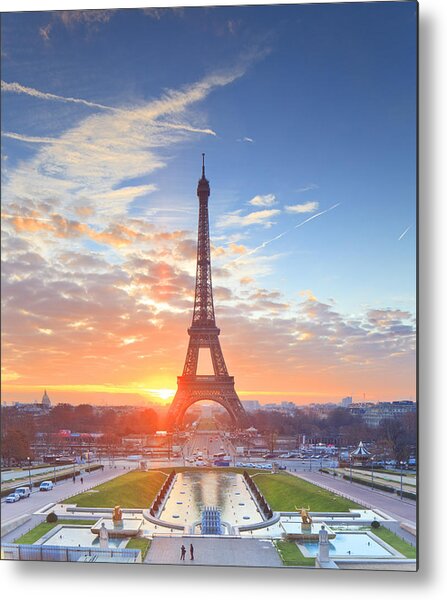 Eiffel Tower In Paris At Sunset Metal Print