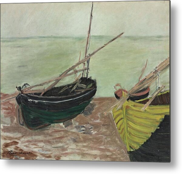 Boats on the Shore by Claude Monet Metal Print