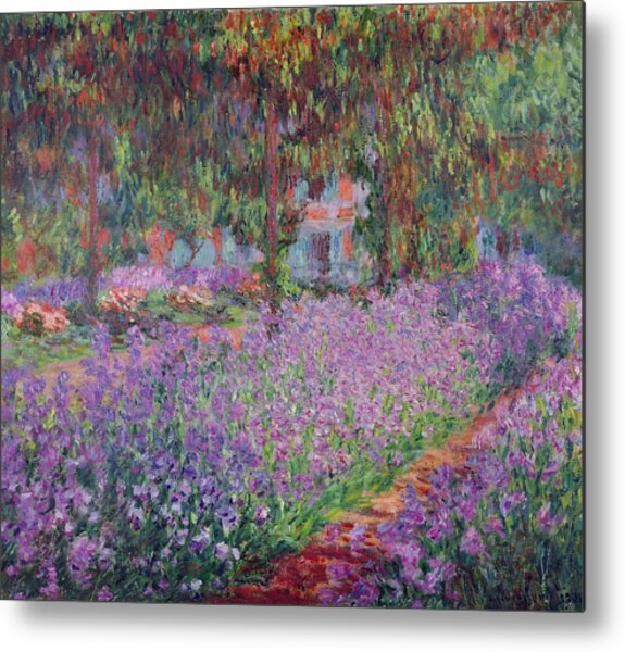 Claude Monet's Vibrant Garden Metal Print