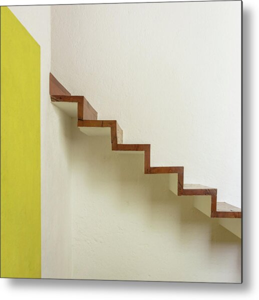 Geometric Wooden Staircase Metal Print