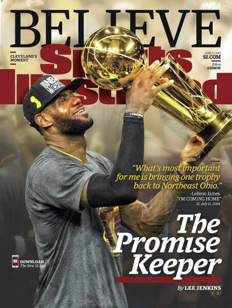 LeBron James with Championship Trophy Poster