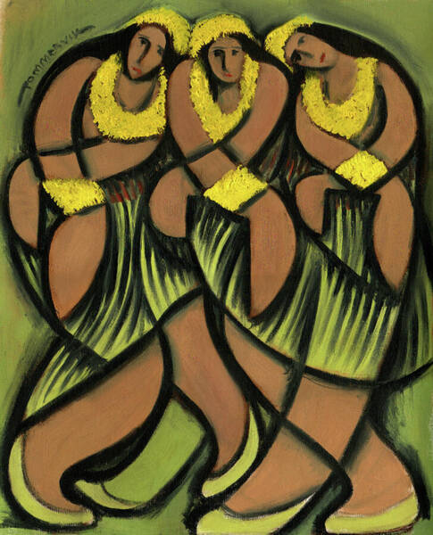 Dancing Figures in Yellow and Green Poster