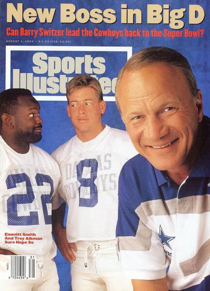 Barry Switzer with Emmitt Smith and Troy Aikman Poster