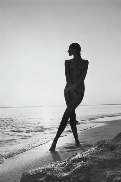 Silhouette of a Woman at Sunset Poster