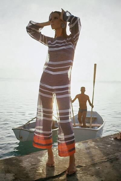 Fashion Model by the Seaside Poster