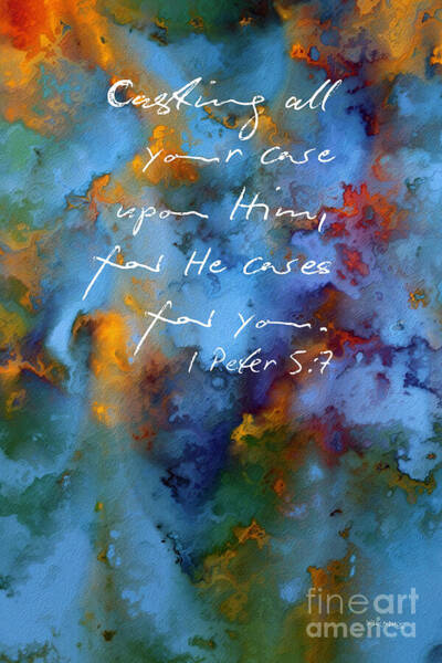 1 Peter 5 7. He Cares For You- Christian Art Inspiration Scripture Gift Poster