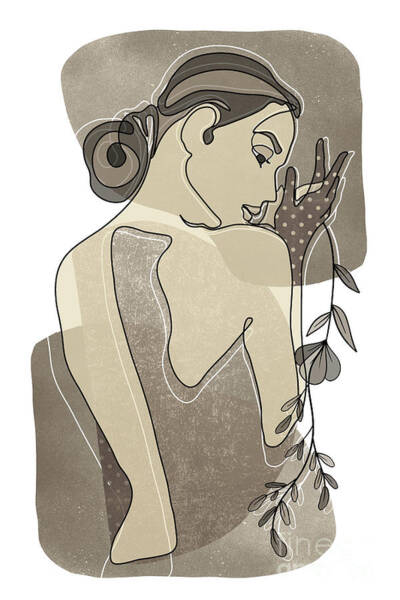 Elegant Nude Woman with Flowers Poster