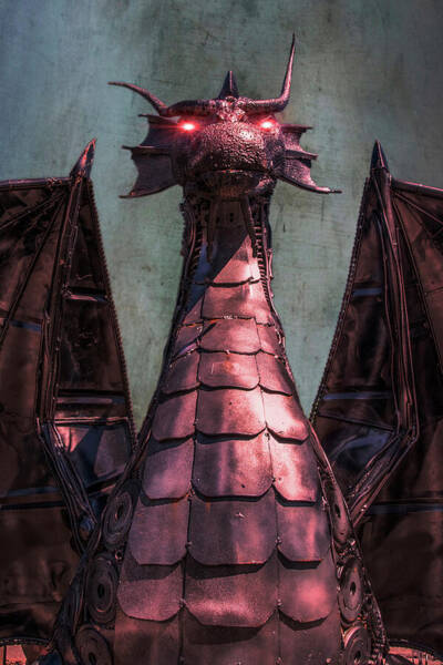 Red Dragon Metal Sculpture Poster