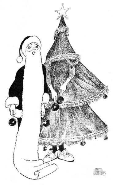 Santa And Christmas Tree Poster