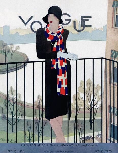 Fashionable Woman on a Balcony Poster
