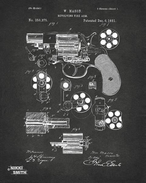 W. Mason Revolver Patent Drawing Poster