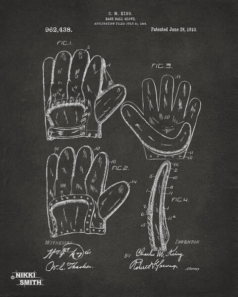 Baseball Glove Patent Drawing Poster