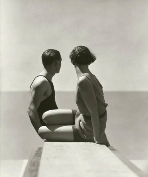 Couple in Vintage Swimwear Poster