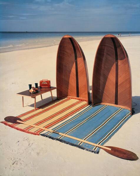 Beach Setup with Surfboards Poster