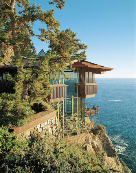 Modern Coastal Cliffside House Poster
