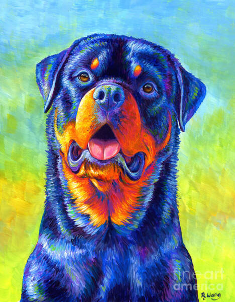 Gentle Guardian Colorful Rottweiler Dog Poster