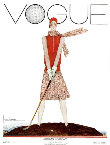 Vogue Magazine 1929 Cover with Golfer Poster