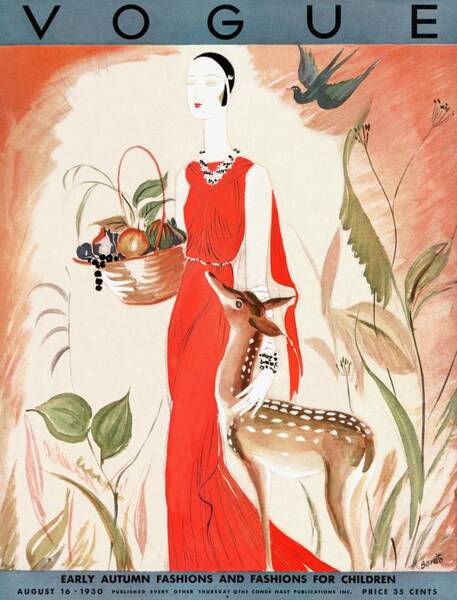 Elegant Woman with Deer and Basket Poster