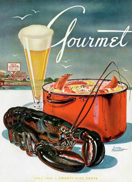 Gourmet Magazine Cover with Lobster Feast Poster