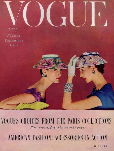 Vintage Vogue Cover with Elegant Models Poster