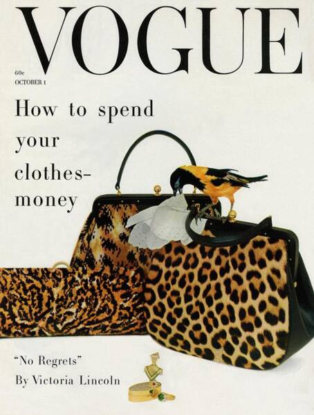 Vogue Cover with Leopard Print Bags Poster