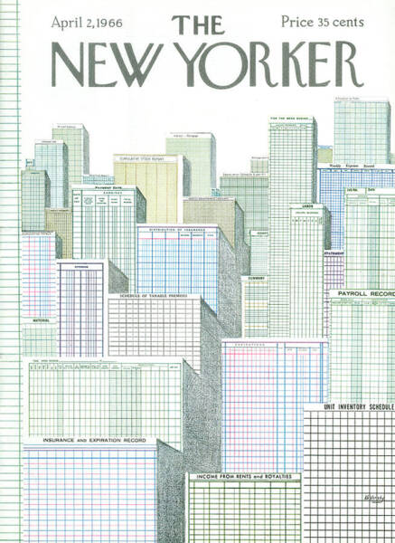 New Yorker Cover with Skyscraper Ledger Poster
