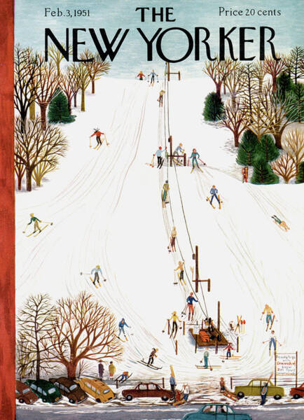 Vintage Ski Resort Scene Poster