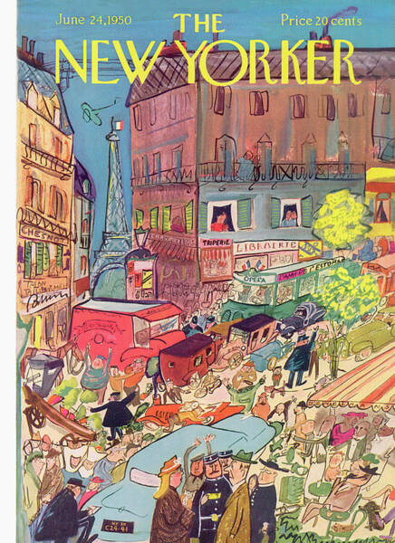 Parisian Street Scene with Eiffel Tower Poster