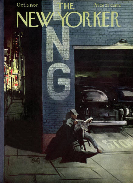 New York Street Scene at Night Poster