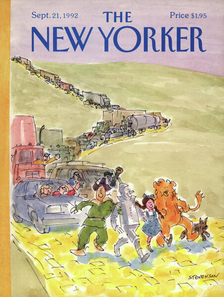 Wizard of Oz Characters on Busy Road Poster