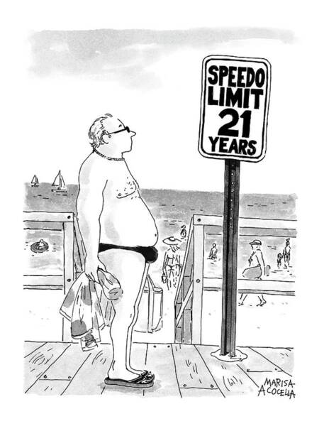 Speedo Age Limit Beach Cartoon Poster