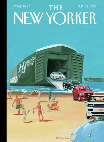 Beach Scene with Car Ferry Poster