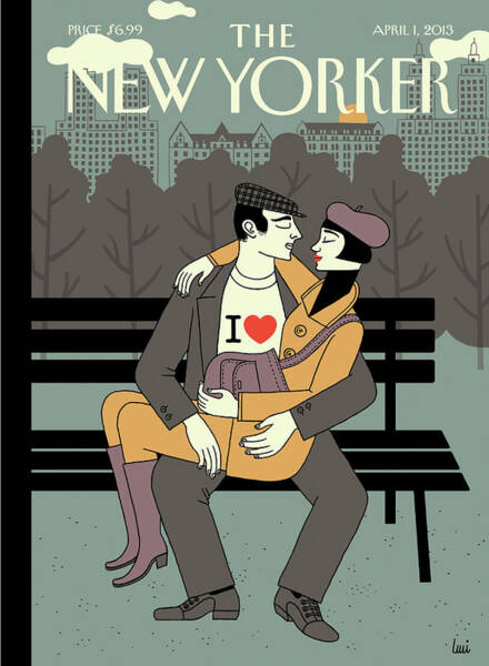 Couple on Park Bench in New York Poster