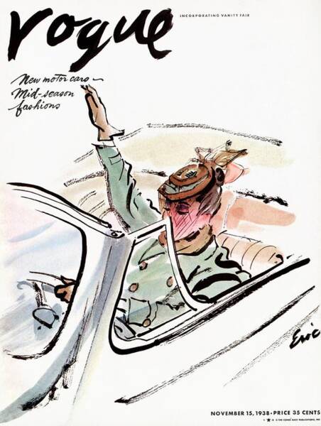 Chic Lady in Convertible Car Poster