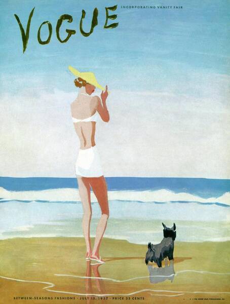 Beach Fashion with Dog Poster