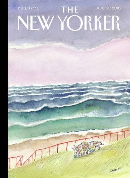 Beach Scene on the New Yorker Cover Poster