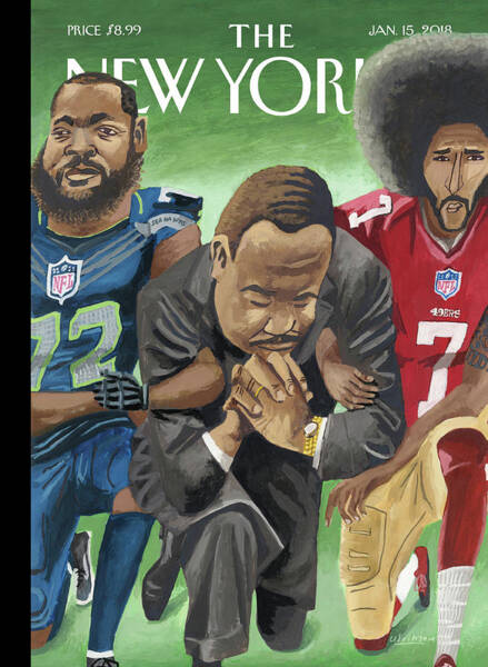 Martin Luther King Jr. and Athletes Kneeling Poster