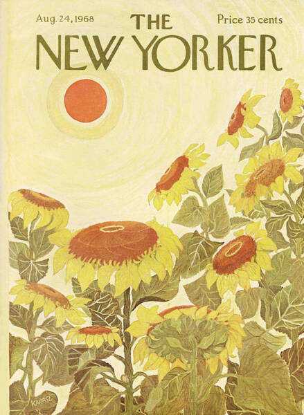 Sunflowers Under Orange Sun Poster