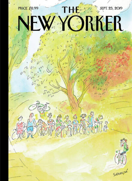 Cyclists Under a Sunlit Tree Poster