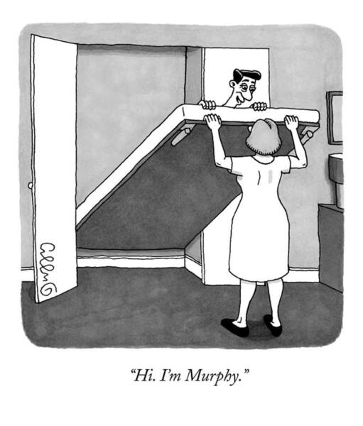 Humorous Murphy Bed Cartoon Poster