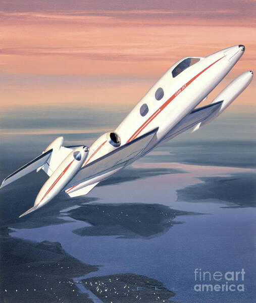 Learjet 23 Flying at Dusk Poster