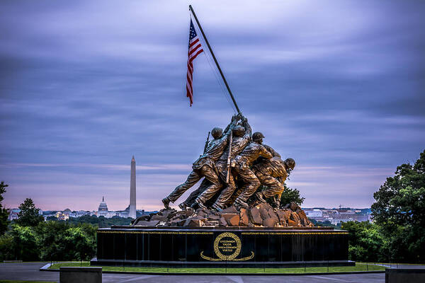 Iwo Jima Memorial at Dusk Poster